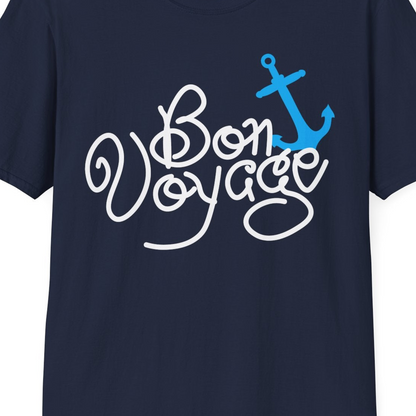 Bon Voyage Script Shirt T-Shirt – Navy – Best Cruise Shirts Close Up
