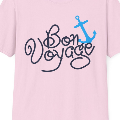 Bon Voyage Script Shirt T-Shirt – Light Pink – Best Cruise Shirts Close Up