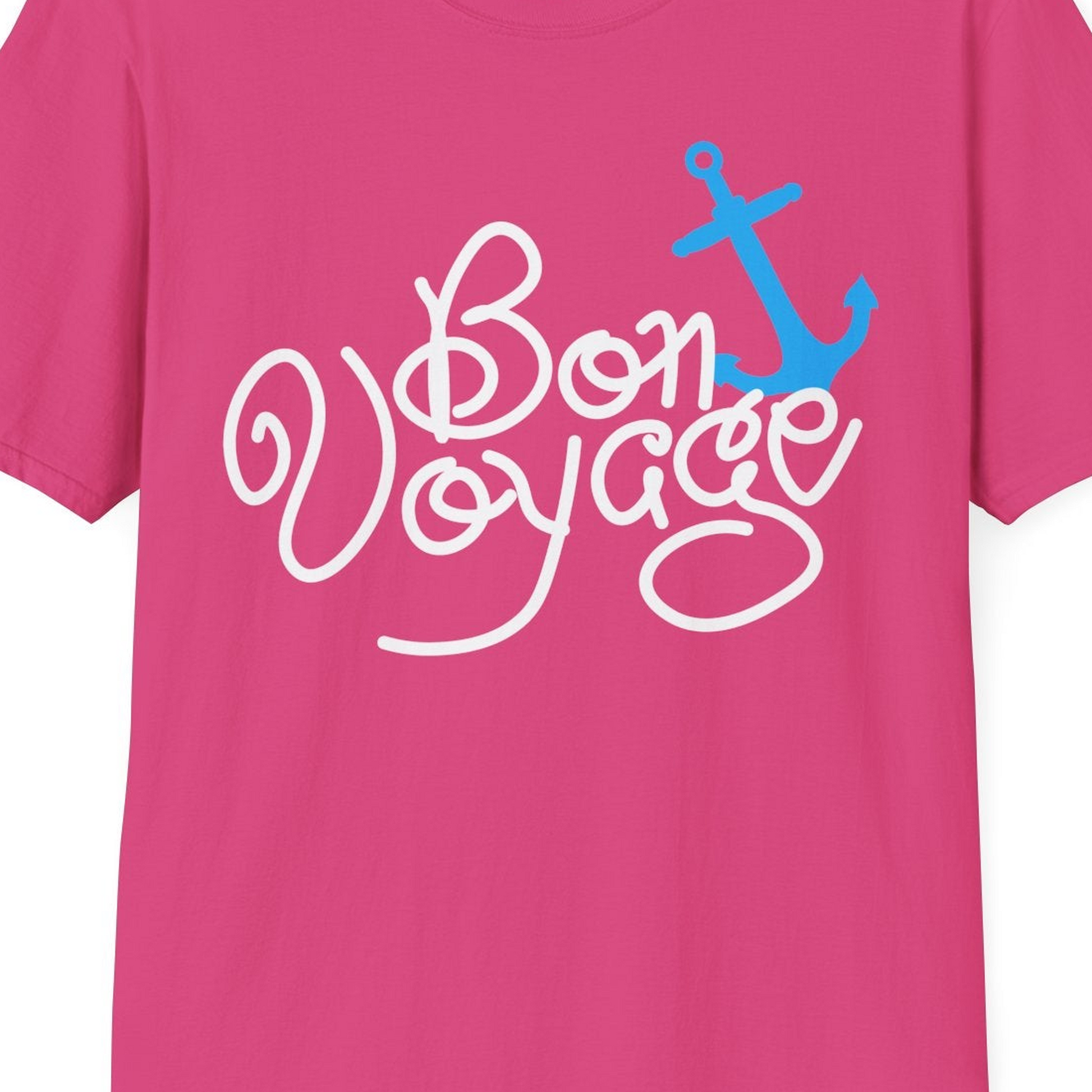 Bon Voyage Script Shirt T-Shirt – Heliconia – Best Cruise Shirts Close Up