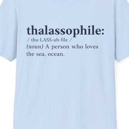 Thalassophile Definition Shirt T-Shirt – Light Blue – Best Cruise Shirts Close Up