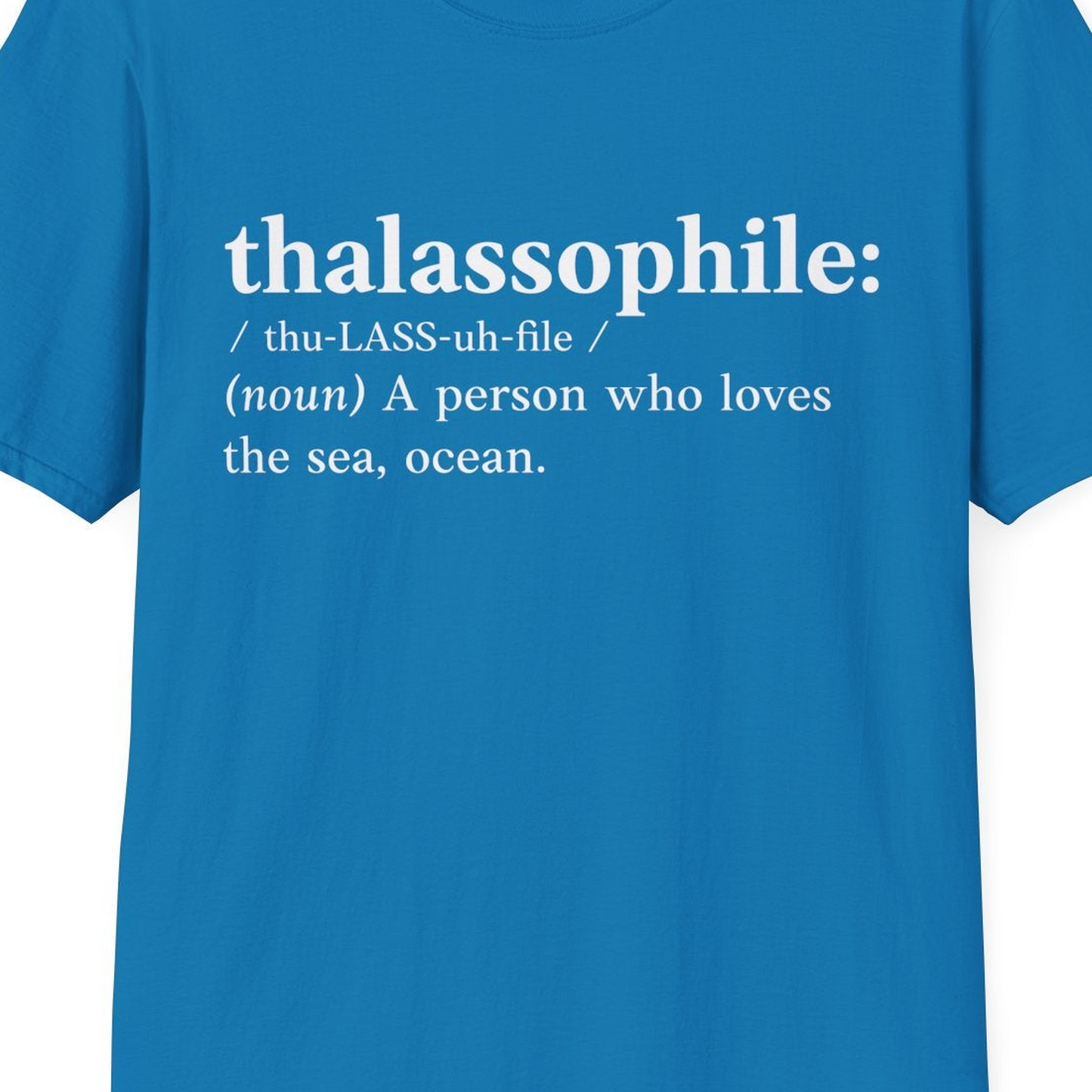 Thalassophile Definition Shirt T-Shirt – Sapphire – Best Cruise Shirts Close Up