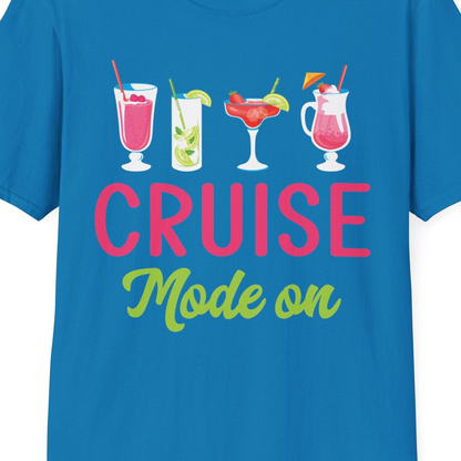 Cruise Mode On Shirt T-Shirt – Sapphire – Best Cruise Shirts Close Up