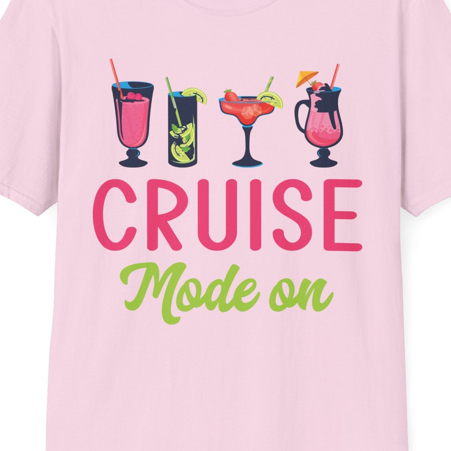 Cruise Mode On Shirt T-Shirt – Light Pink – Best Cruise Shirts Close Up