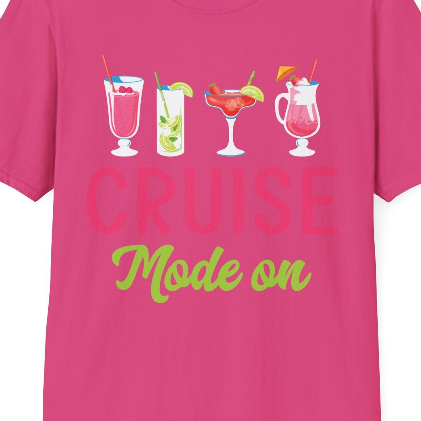 Cruise Mode On Shirt T-Shirt – Heliconia – Best Cruise Shirts Close Up