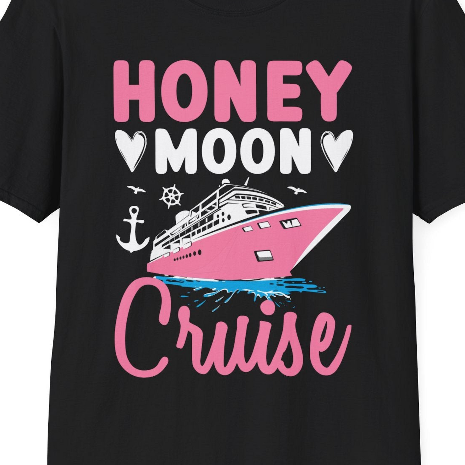 Honeymoon Cruise Shirt T-Shirt – Black – Best Cruise Shirts Close Up