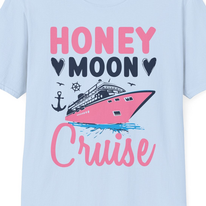 Honeymoon Cruise Shirt T-Shirt – Light Blue – Best Cruise Shirts Close Up