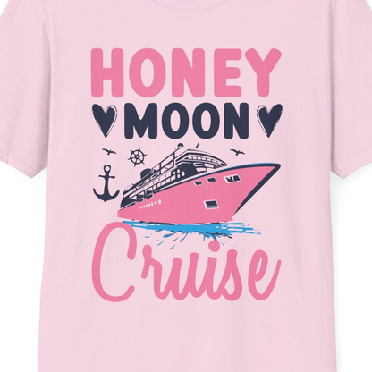 Honeymoon Cruise Shirt T-Shirt – Light Pink – Best Cruise Shirts Close Up