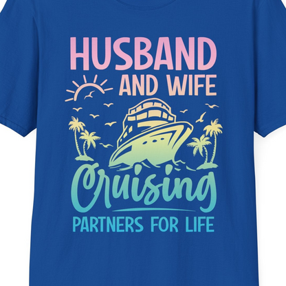 Husband and Wife Cruising Shirt T-Shirt – Royal – Best Cruise Shirts Close Up