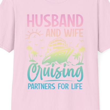 Husband and Wife Cruising Shirt T-Shirt – Light Pink – Best Cruise Shirts Close Up