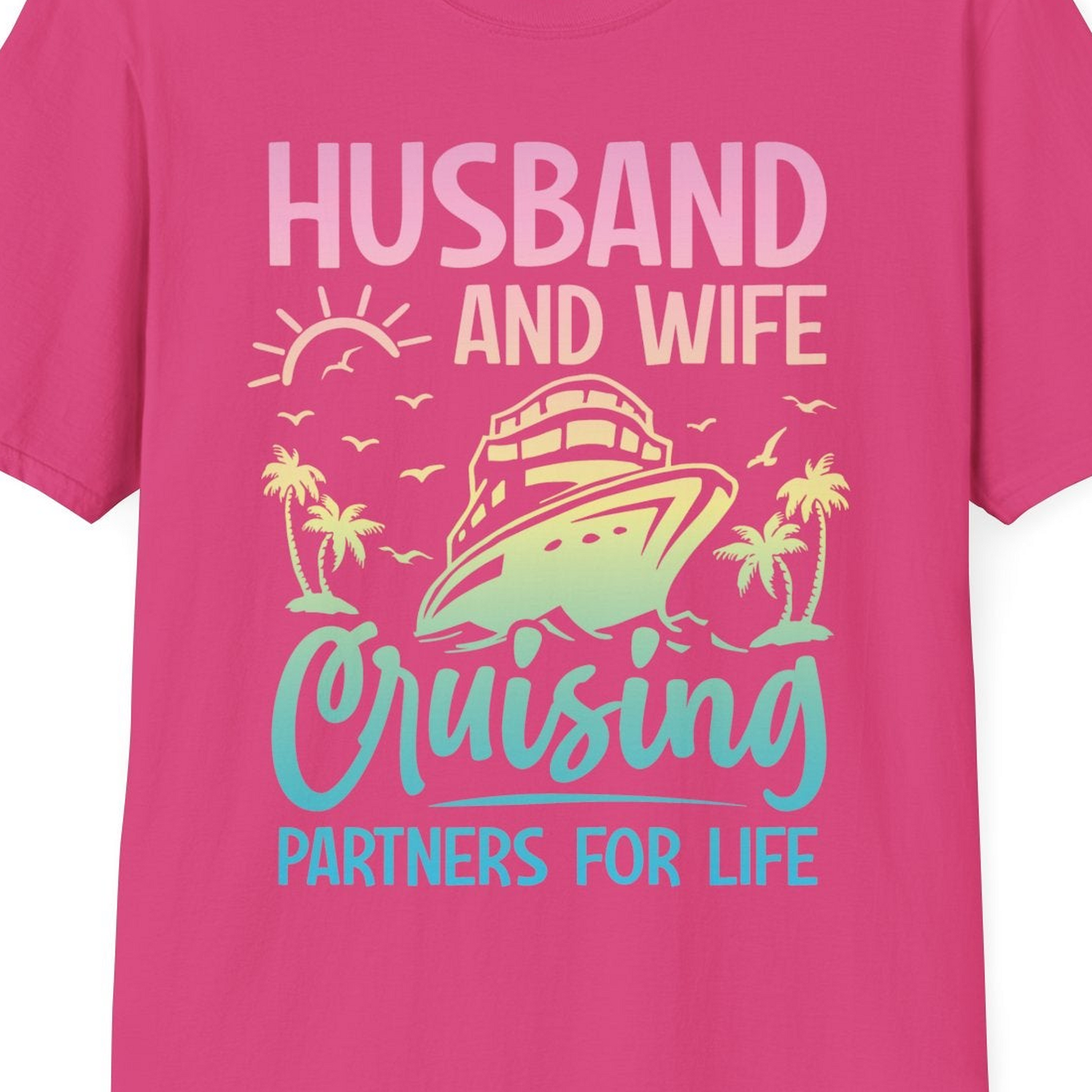 Husband and Wife Cruising Shirt T-Shirt – Heliconia – Best Cruise Shirts Close Up