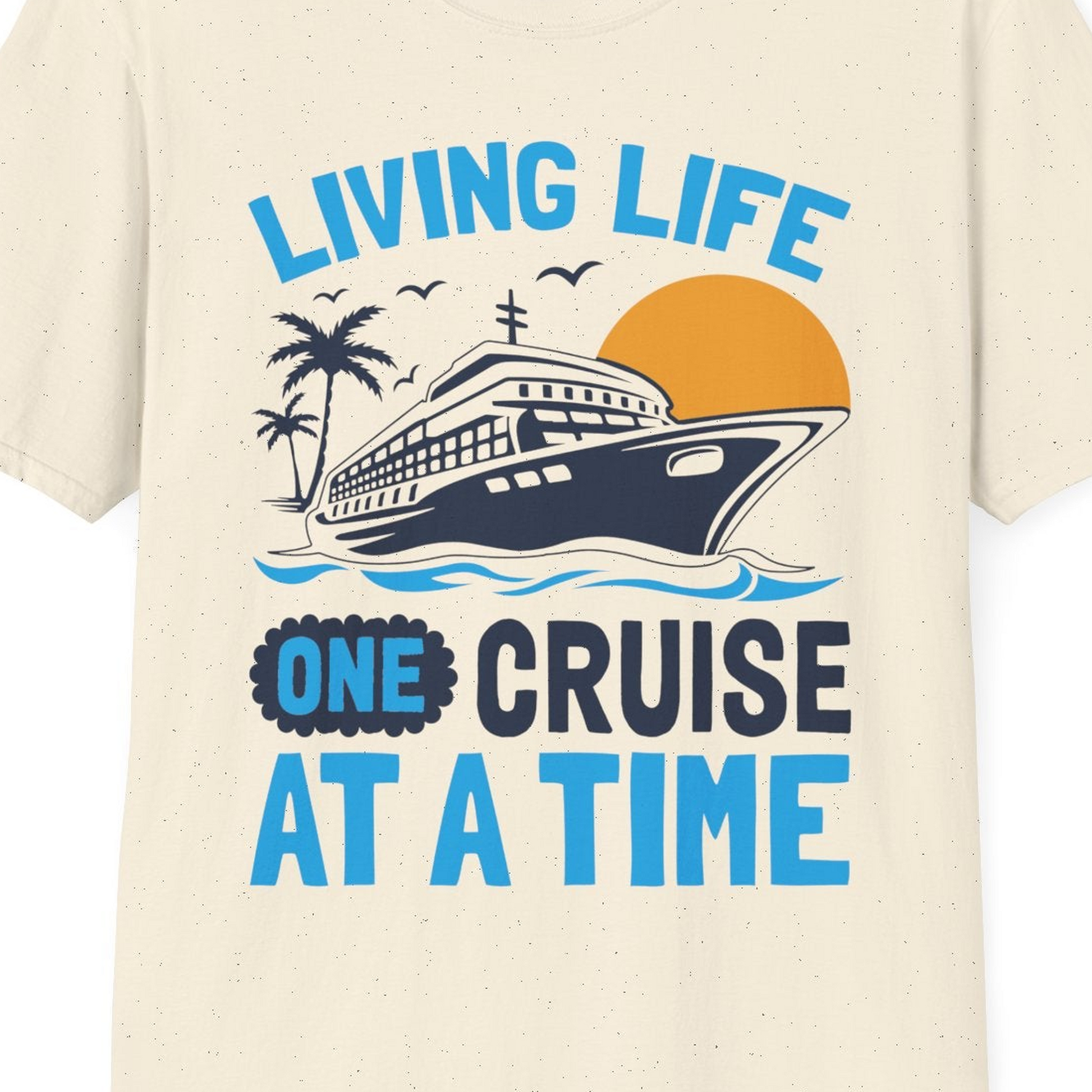 Cruise Ship Tropical Sunset Shirt T-Shirt – Natural – Best Cruise Shirts Close Up