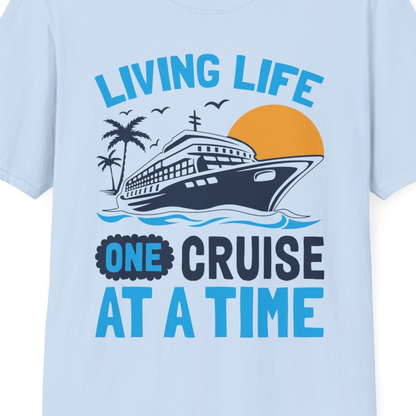 Cruise Ship Tropical Sunset Shirt T-Shirt – Light Blue – Best Cruise Shirts Close Up