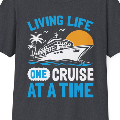 Cruise Ship Tropical Sunset Shirt T-Shirt – Dark Heather Grey – Best Cruise Shirts Close Up