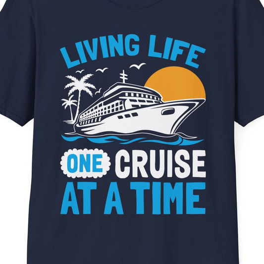 Cruise Ship Tropical Sunset Shirt T-Shirt – Navy – Best Cruise Shirts Close Up