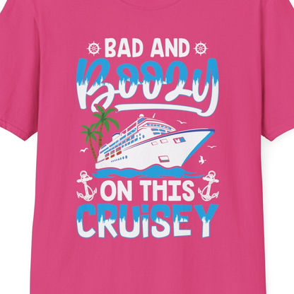 Bad and Boozy Cruise Shirt T-Shirt – Heliconia – Best Cruise Shirts Close Up