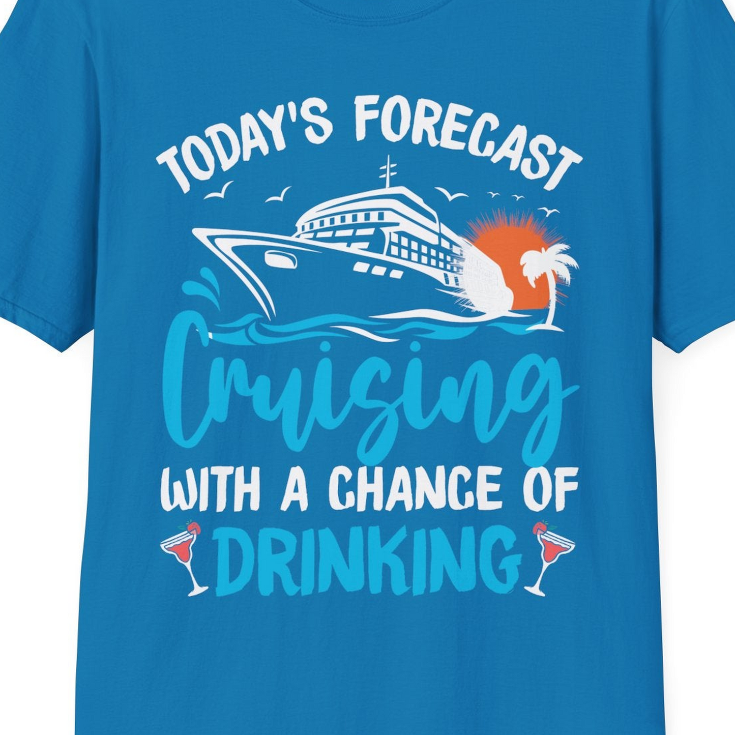 Cruise Drinking Shirt T-Shirt – Sapphire – Best Cruise Shirts Close Up