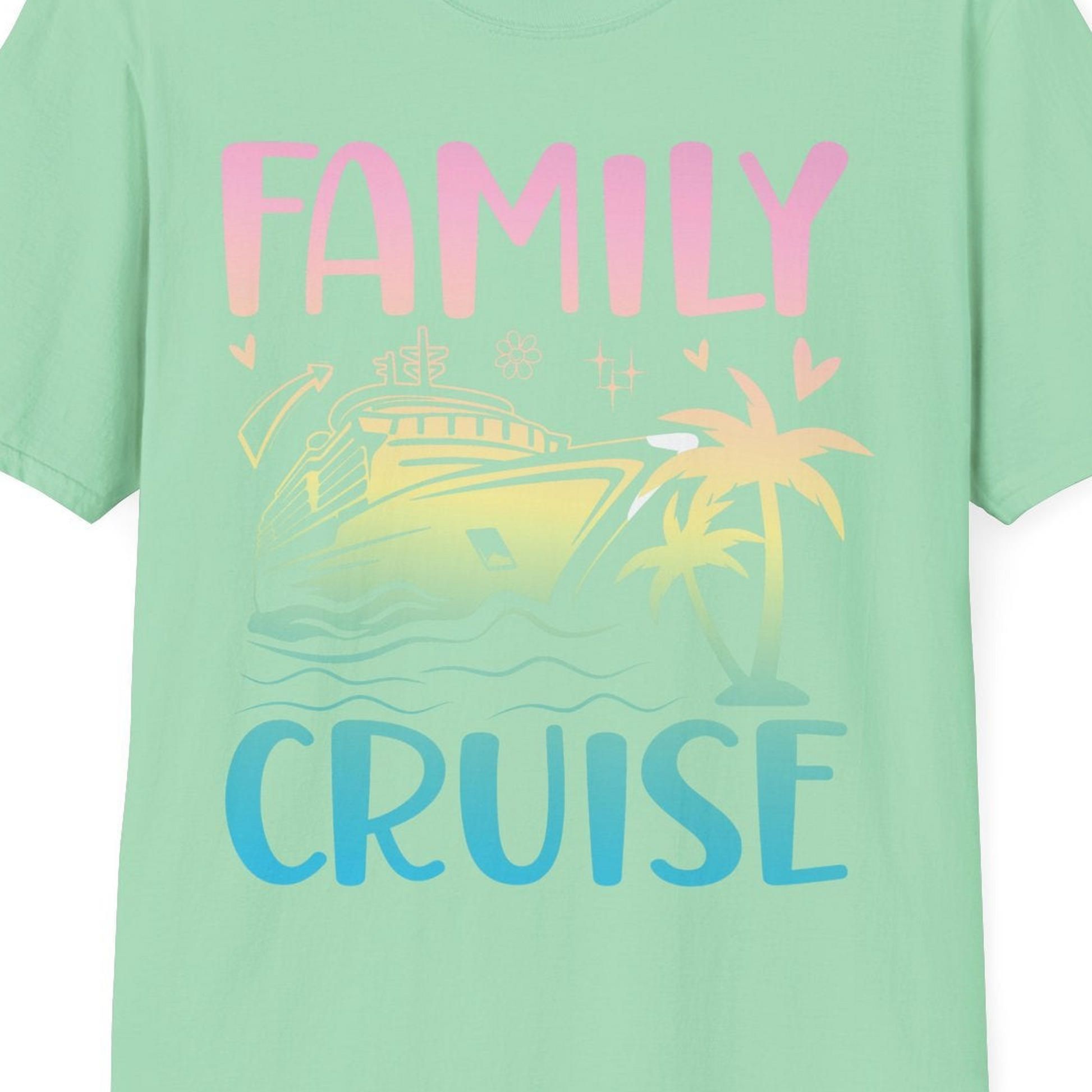 Family Cruise Shirt T-Shirt – Mint Green – Best Cruise Shirts Close Up