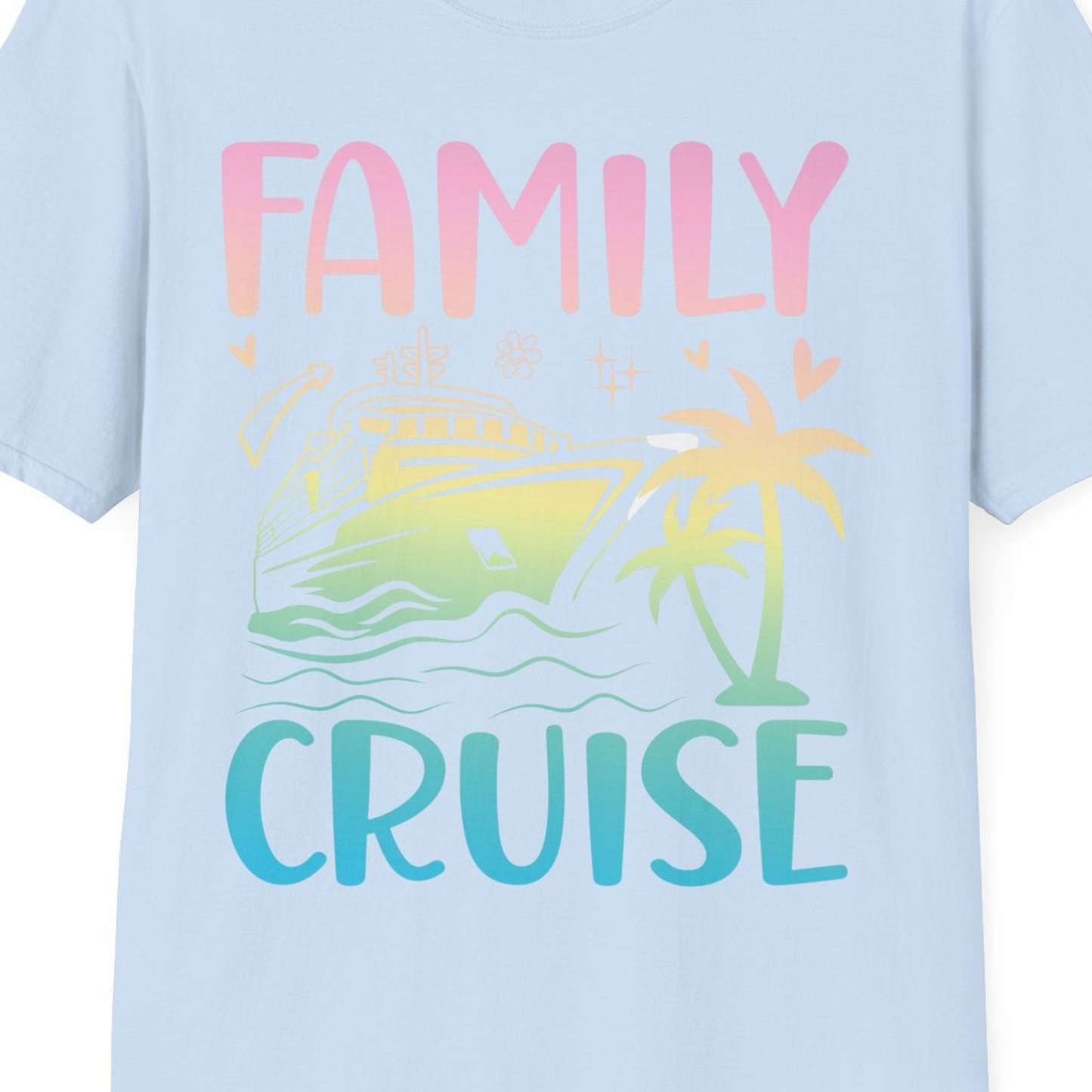 Family Cruise Shirt T-Shirt – Light Blue – Best Cruise Shirts Close Up