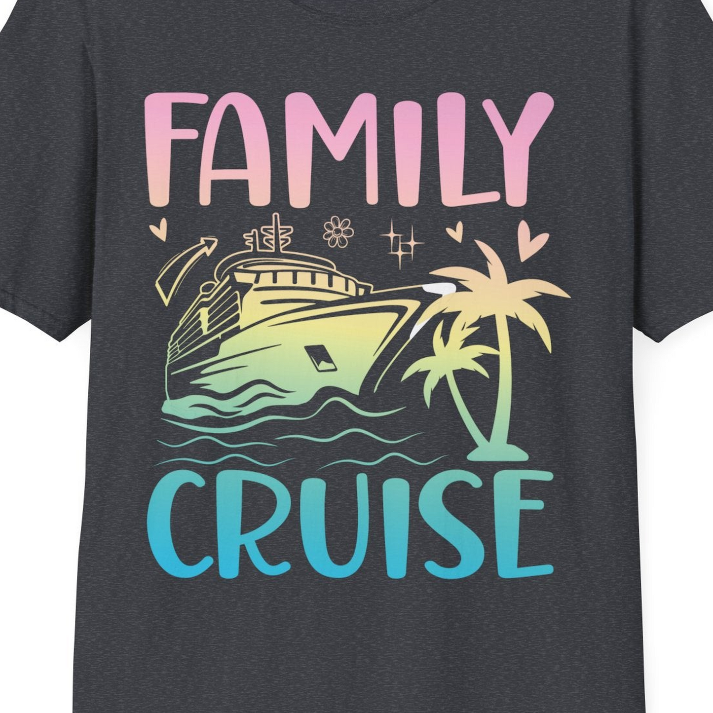 Family Cruise Shirt T-Shirt – Dark Heather Grey – Best Cruise Shirts Close Up