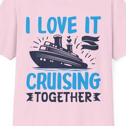 Romantic Cruise Ship Playful Hearts Cruising Together Shirt Design — T-Shirt T-Shirt – Light Pink – Best Cruise Shirts Close Up
