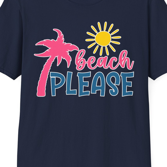 Beach Please Shirt T-Shirt – Navy – Best Cruise Shirts Close Up