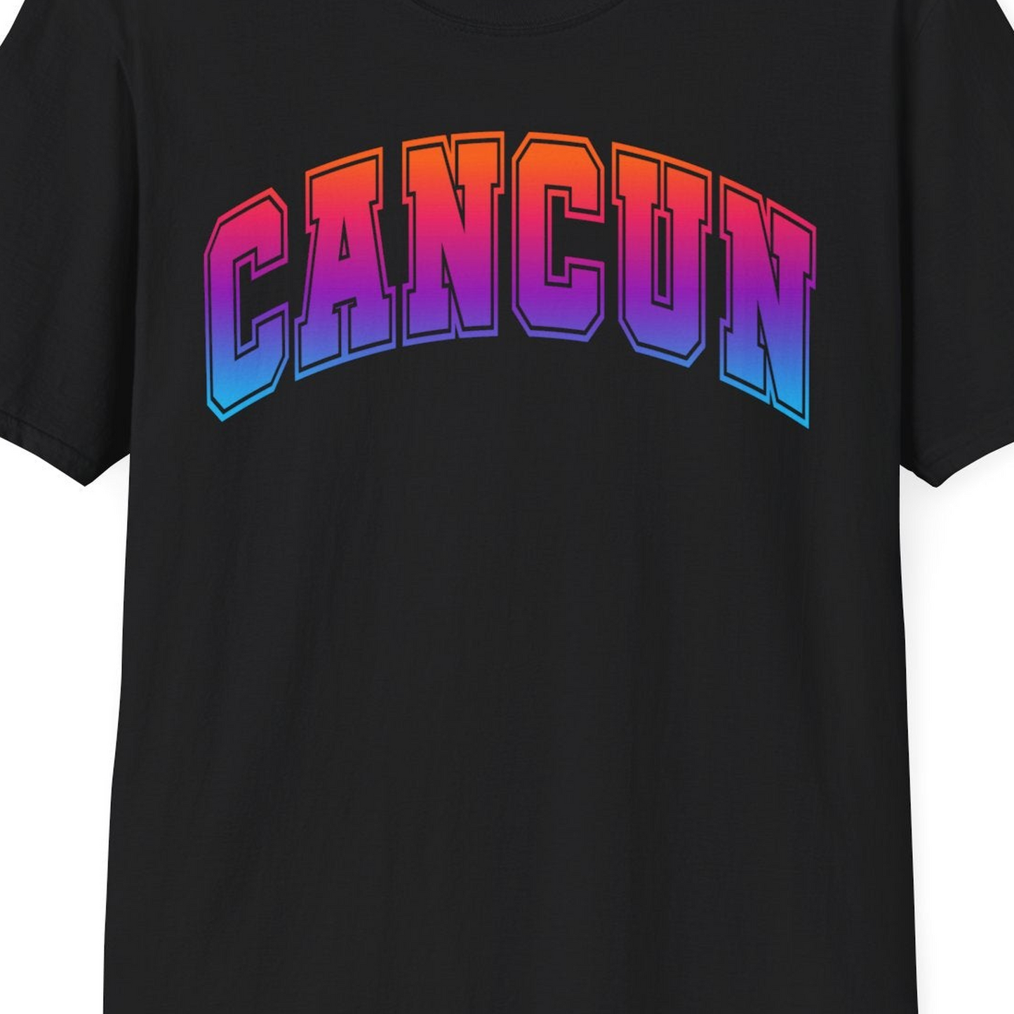 Cancun Mexico Bold Collegiate Style Shirt T-Shirt – Black – Best Cruise Shirts Close Up