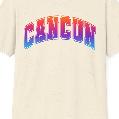 Cancun Mexico Bold Collegiate Style Shirt T-Shirt – Natural – Best Cruise Shirts Close Up