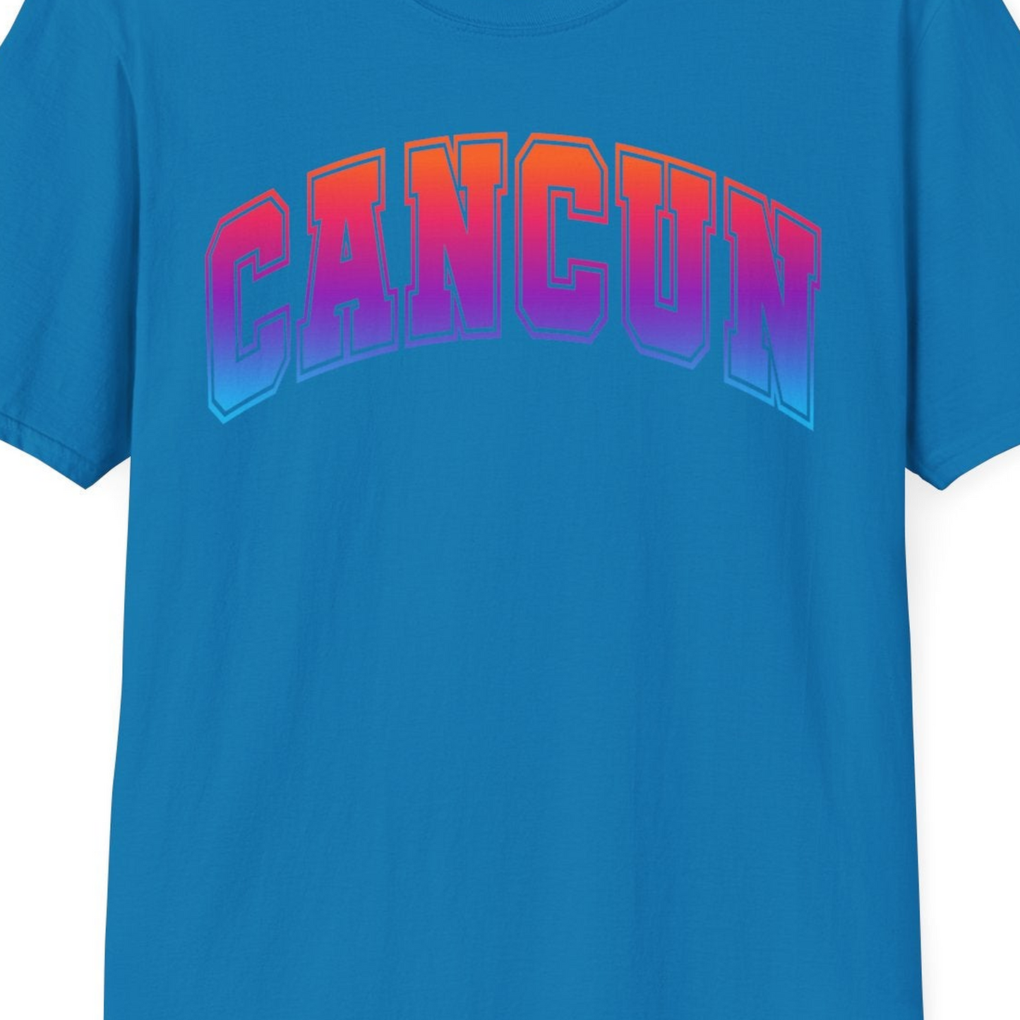 Cancun Mexico Bold Collegiate Style Shirt T-Shirt – Sapphire – Best Cruise Shirts Close Up