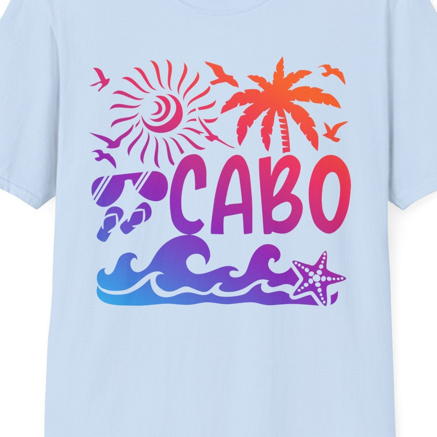 Cabo San Lucas Shirt T-Shirt – Light Blue – Best Cruise Shirts Close Up