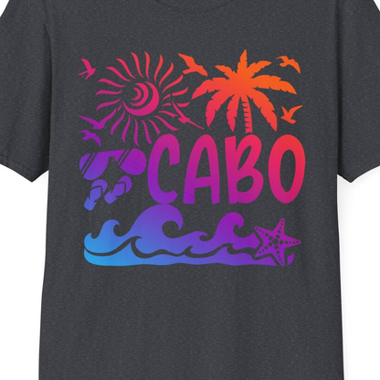 Cabo San Lucas Shirt T-Shirt – Dark Heather Grey – Best Cruise Shirts Close Up