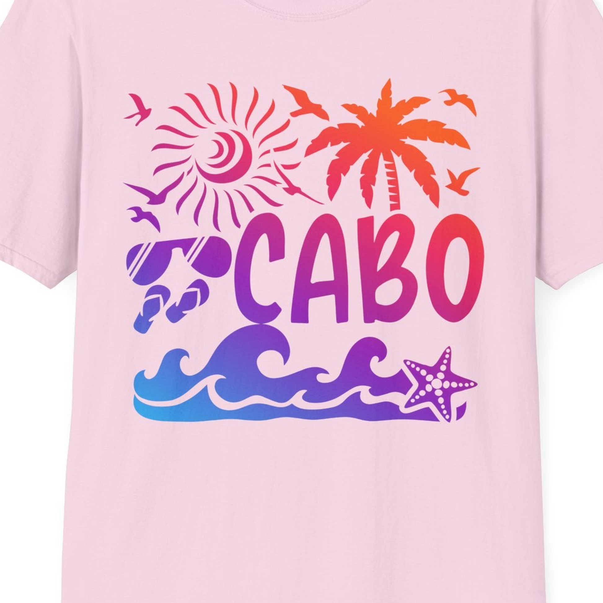 Cabo San Lucas Shirt T-Shirt – Light Pink – Best Cruise Shirts Close Up