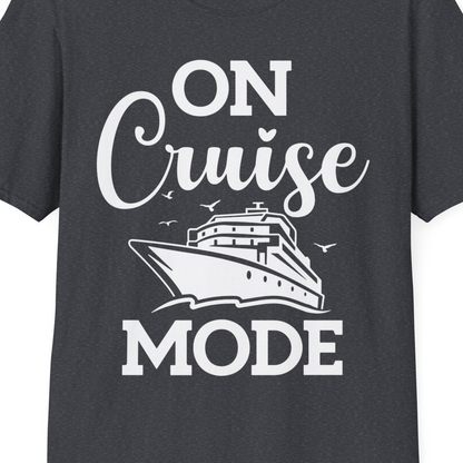 On Cruise Mode Shirt T-Shirt – Dark Heather Grey – Best Cruise Shirts Close Up