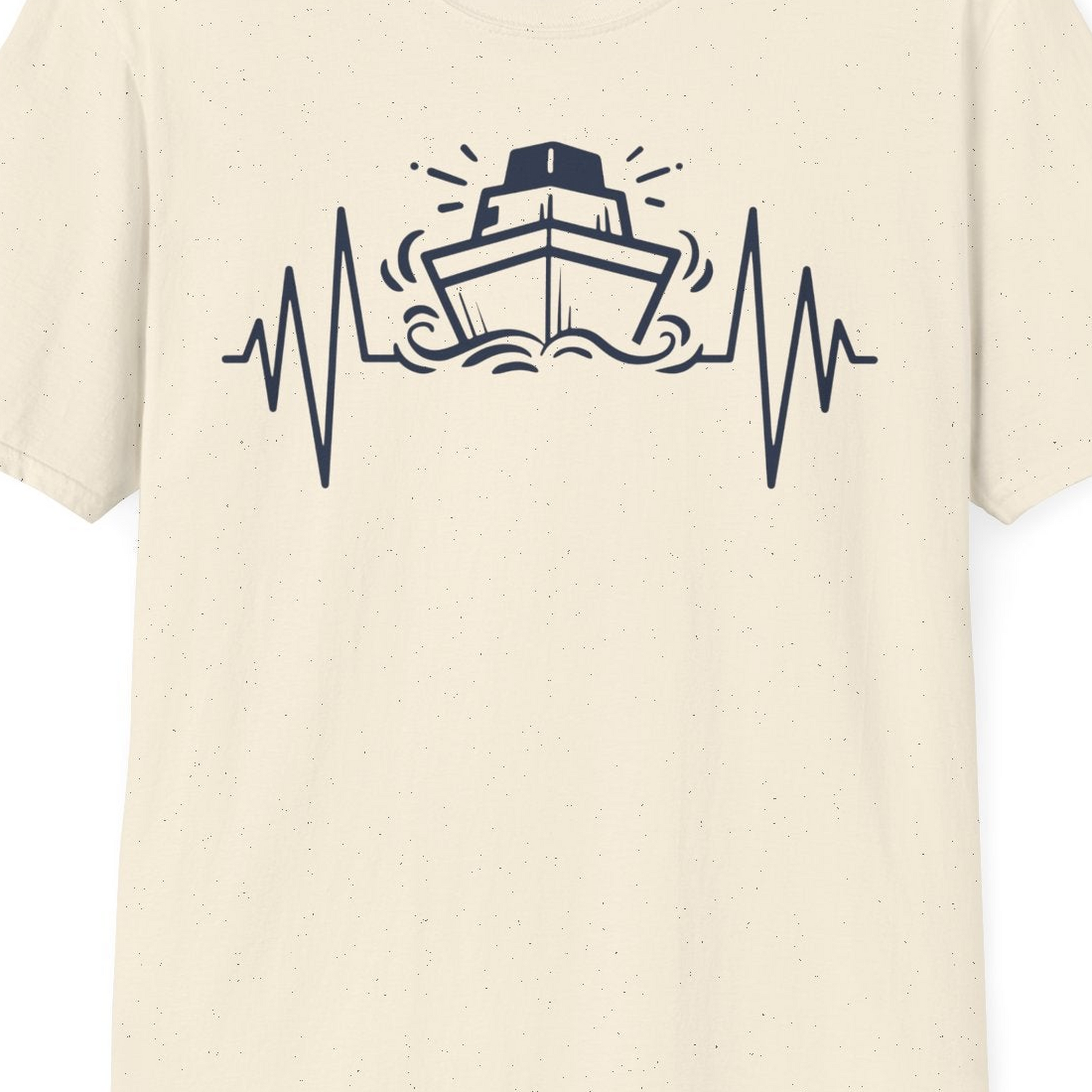 Cruise Ship Heartbeat Line Minimalist Nautical Shirt for Enthusiasts — T-Shirt T-Shirt – Natural – Best Cruise Shirts Close Up
