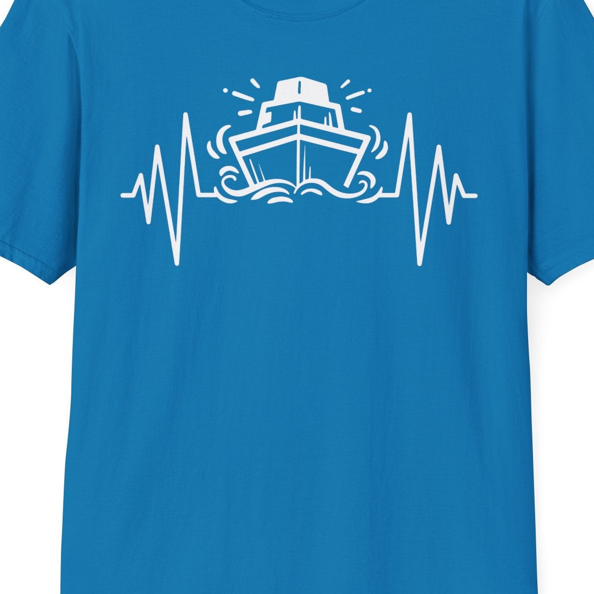 Cruise Ship Heartbeat Line Minimalist Nautical Shirt for Enthusiasts — T-Shirt T-Shirt – Sapphire – Best Cruise Shirts Close Up