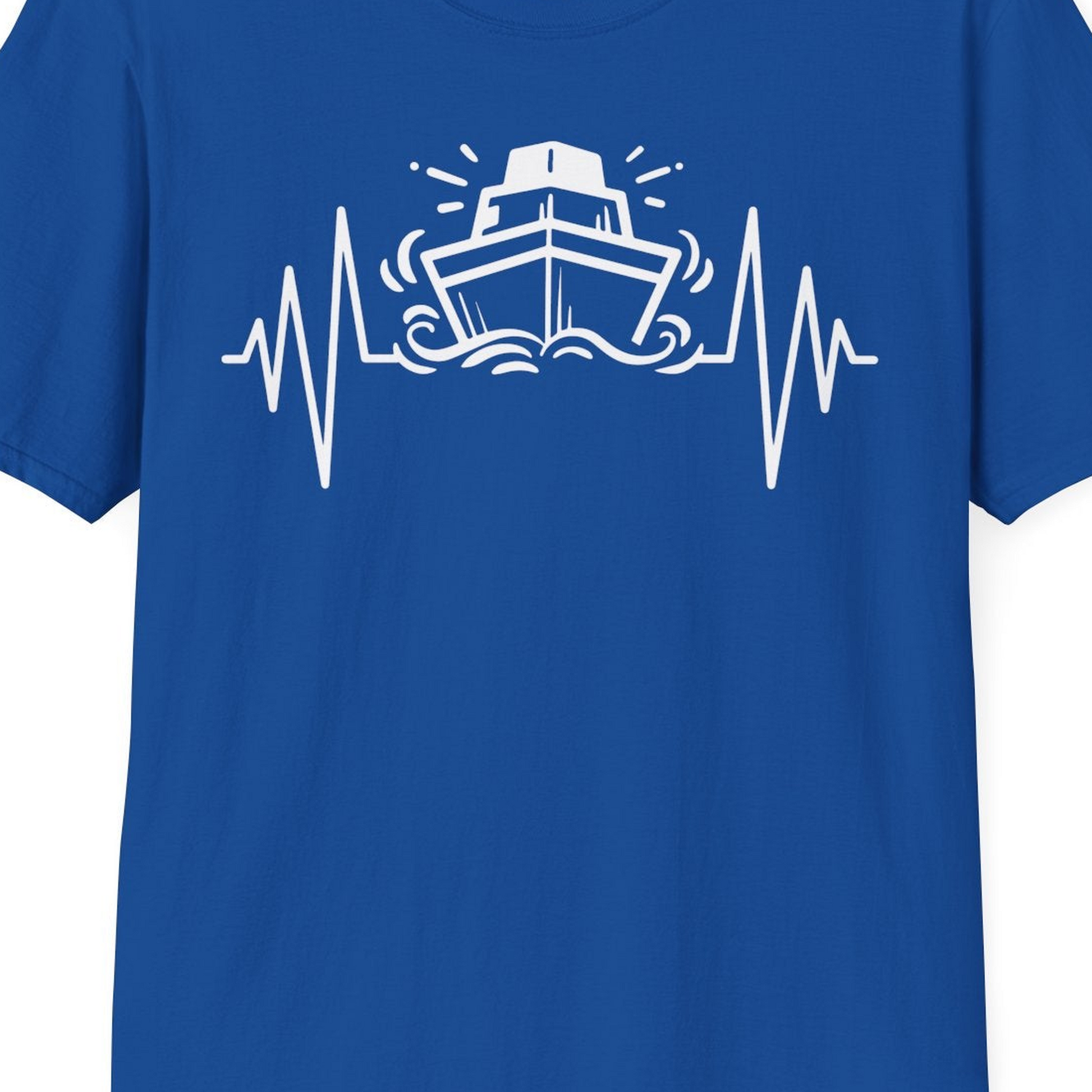 Cruise Ship Heartbeat Line Minimalist Nautical Shirt for Enthusiasts — T-Shirt T-Shirt – Royal – Best Cruise Shirts Close Up