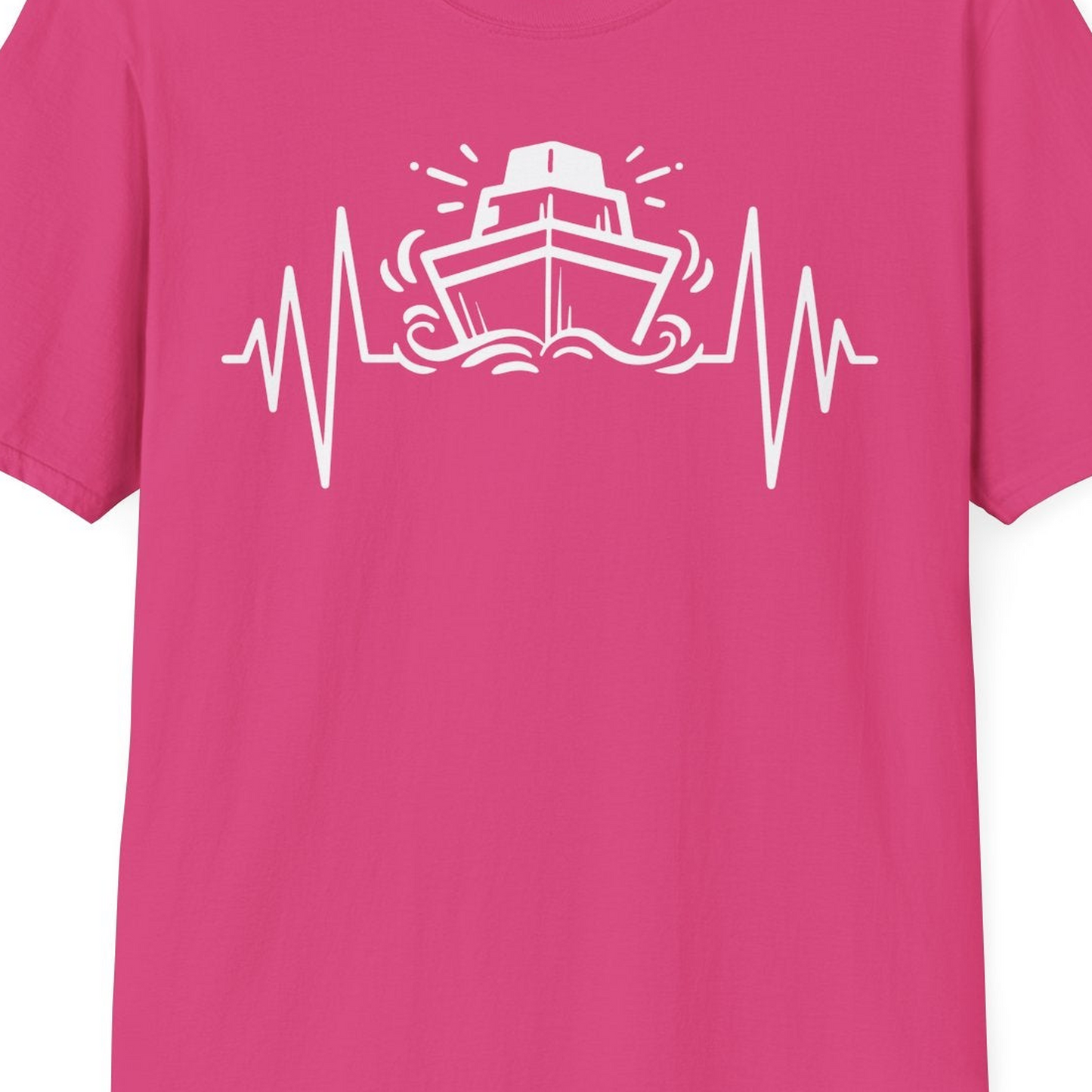 Cruise Ship Heartbeat Line Minimalist Nautical Shirt for Enthusiasts — T-Shirt T-Shirt – Heliconia – Best Cruise Shirts Close Up
