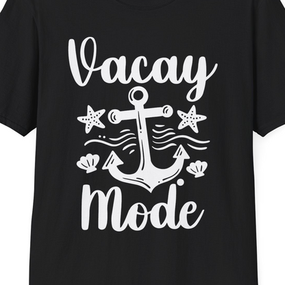 Vacay Mode Nautical Anchor Beach Shirt T-Shirt – Black – Best Cruise Shirts Close Up
