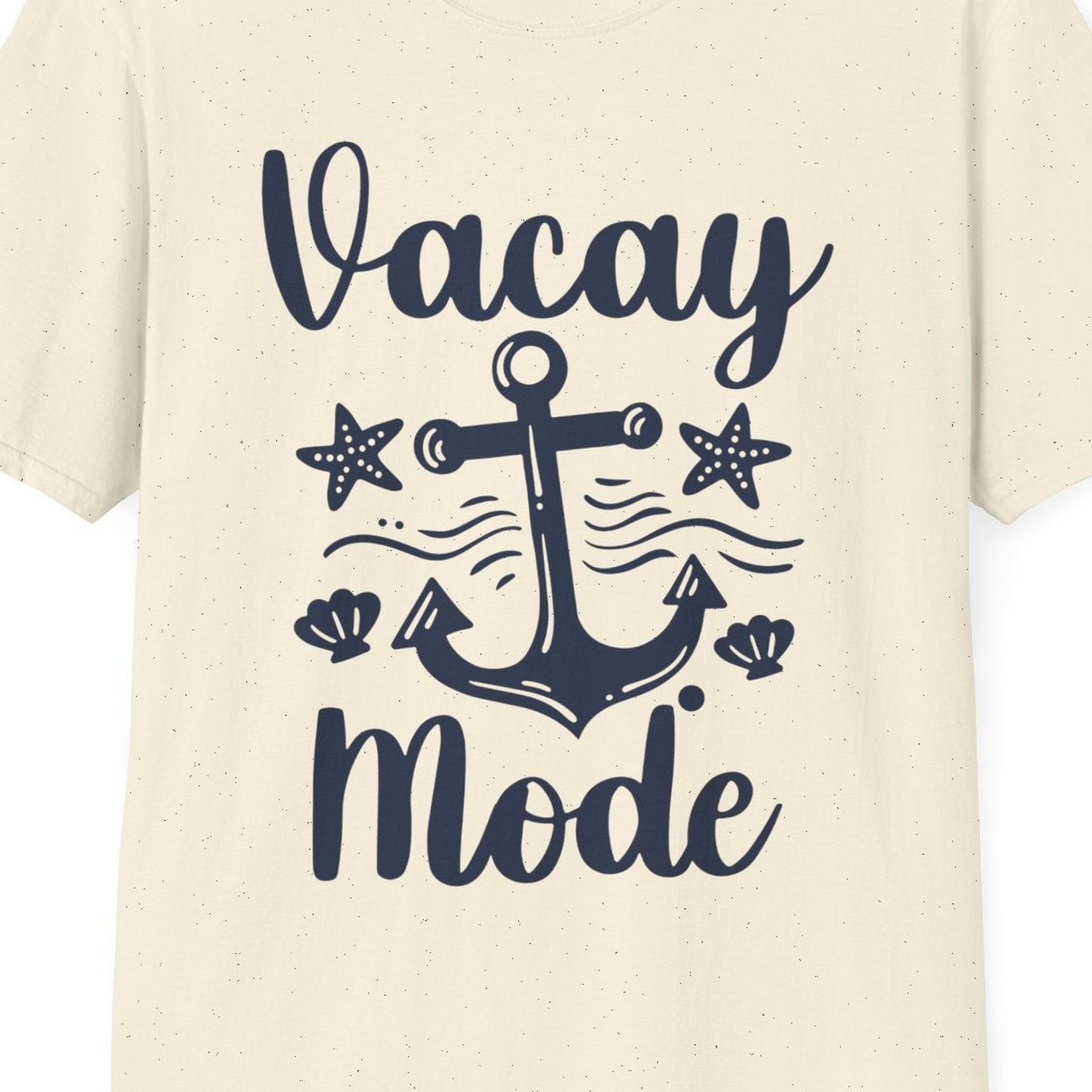 Vacay Mode Nautical Anchor Beach Shirt T-Shirt – Natural – Best Cruise Shirts Close Up