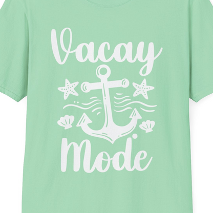 Vacay Mode Nautical Anchor Beach Shirt T-Shirt – Mint Green – Best Cruise Shirts Close Up
