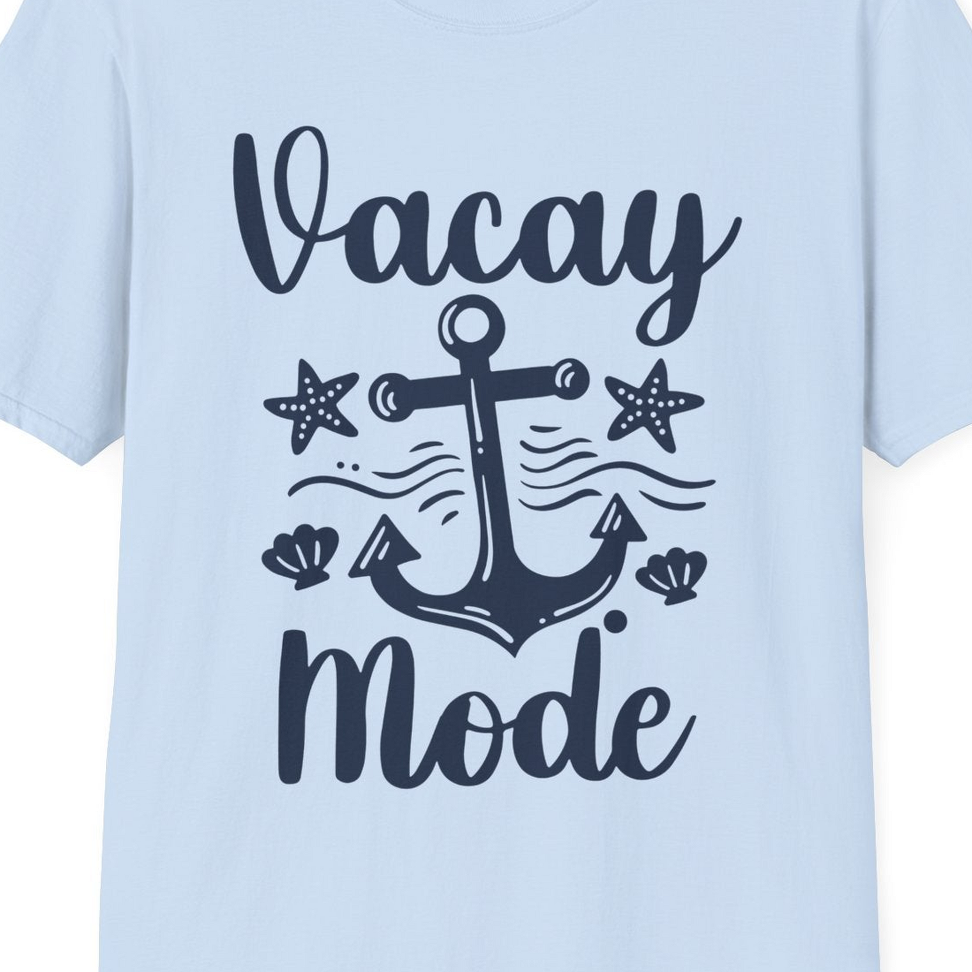 Vacay Mode Nautical Anchor Beach Shirt T-Shirt – Light Blue – Best Cruise Shirts Close Up