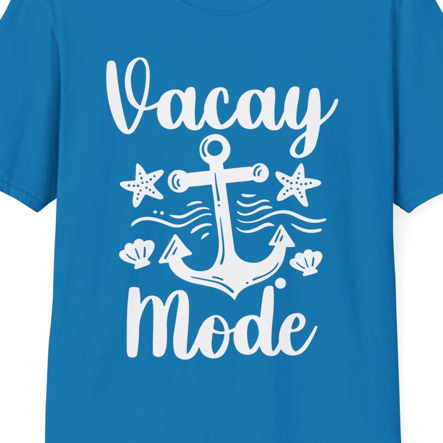 Vacay Mode Nautical Anchor Beach Shirt T-Shirt – Sapphire – Best Cruise Shirts Close Up