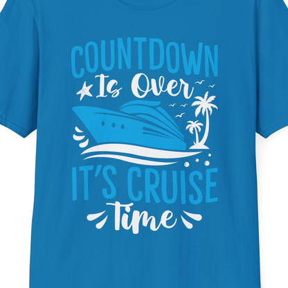 Countdown Is Over It’s Cruise Time Tropical Palm Tree Shirt — T-Shirt T-Shirt – Sapphire – Best Cruise Shirts Close Up