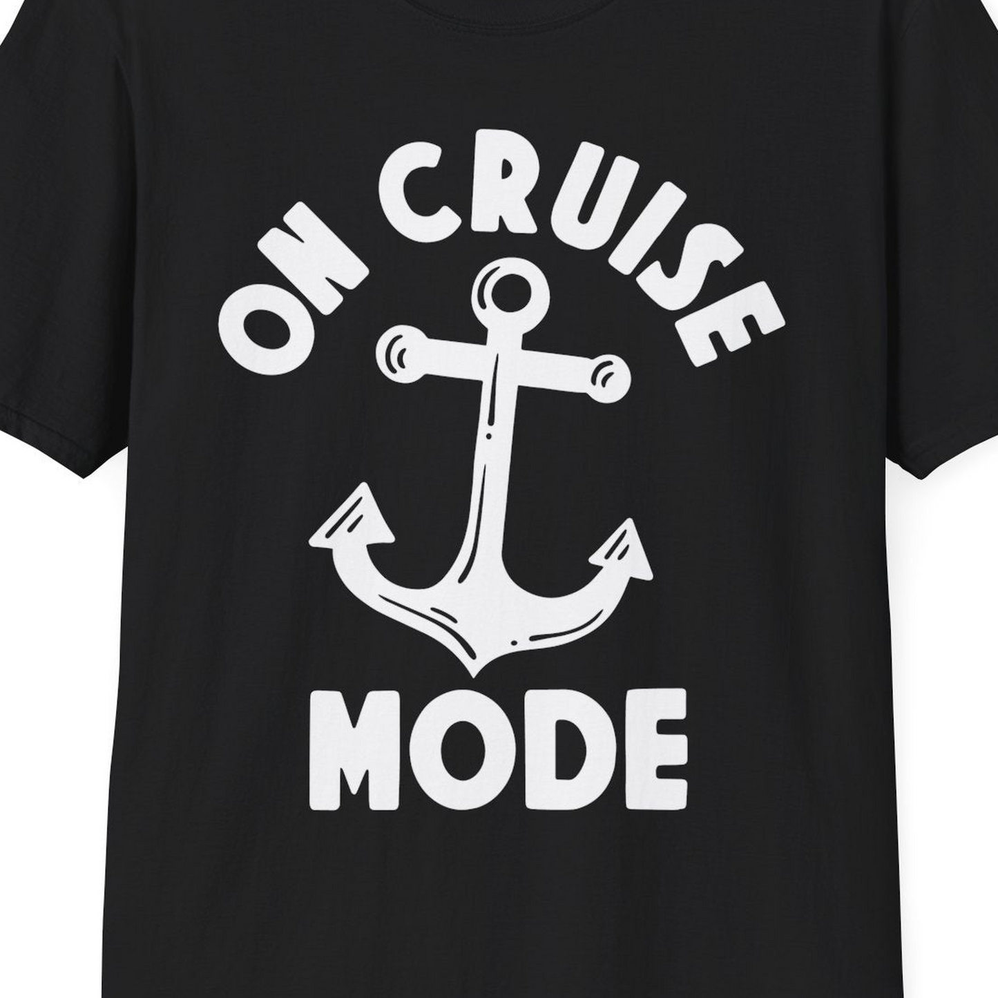 On Cruise Mode Nautical Anchor Shirt T-Shirt – Black – Best Cruise Shirts Close Up