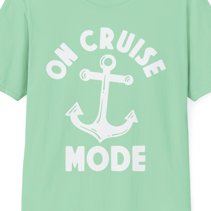 On Cruise Mode Nautical Anchor Shirt T-Shirt – Mint Green – Best Cruise Shirts Close Up