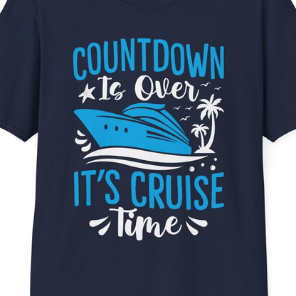 Countdown Is Over It’s Cruise Time Tropical Palm Tree Shirt — T-Shirt T-Shirt – Navy – Best Cruise Shirts Close Up