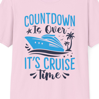 Countdown Is Over It’s Cruise Time Tropical Palm Tree Shirt — T-Shirt T-Shirt – Light Pink – Best Cruise Shirts Close Up