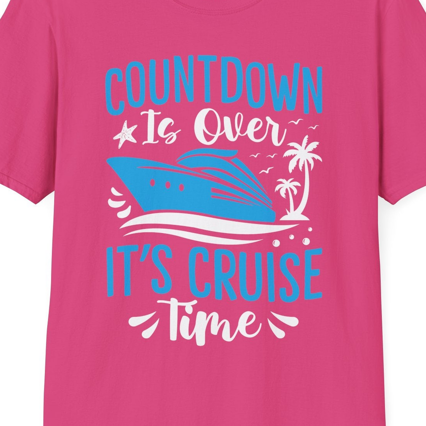 Countdown Is Over It’s Cruise Time Tropical Palm Tree Shirt — T-Shirt T-Shirt – Heliconia – Best Cruise Shirts Close Up