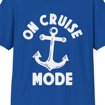 On Cruise Mode Nautical Anchor Shirt T-Shirt – Royal – Best Cruise Shirts Close Up