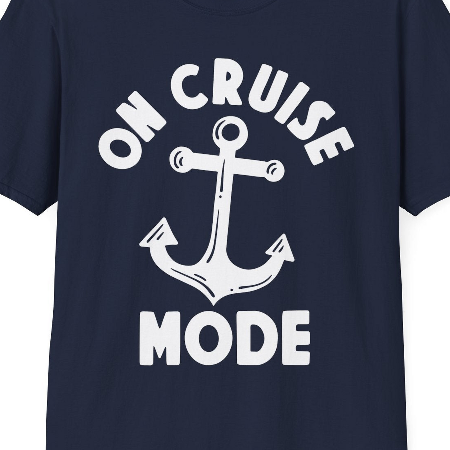 On Cruise Mode Nautical Anchor Shirt T-Shirt – Navy – Best Cruise Shirts Close Up