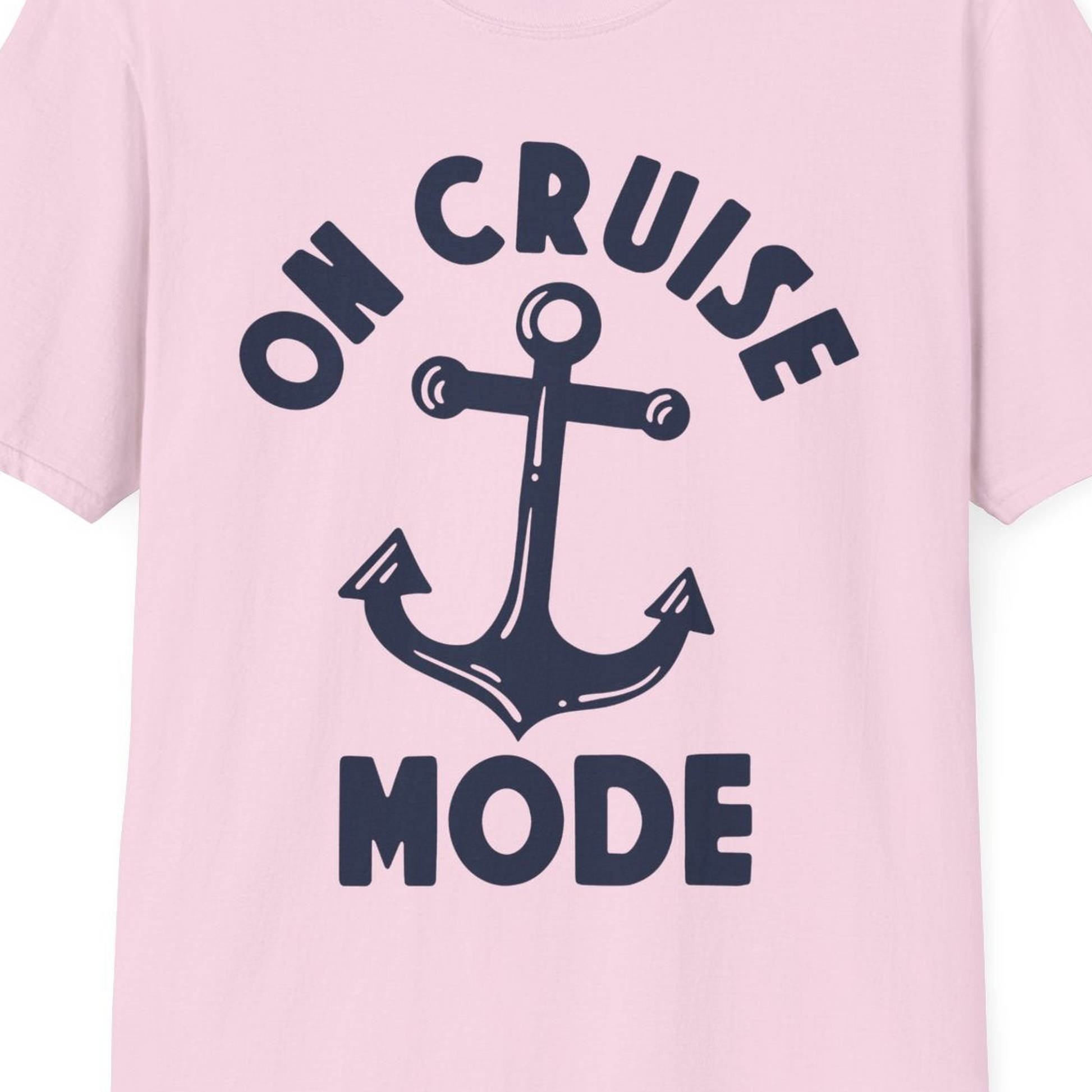 On Cruise Mode Nautical Anchor Shirt T-Shirt – Light Pink – Best Cruise Shirts Close Up